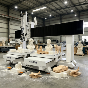 GC1012-5AD Axis Double Workpiece/ Double process/ double milling process CNC Router Machine For Wood Foam EPS Polystyrene
