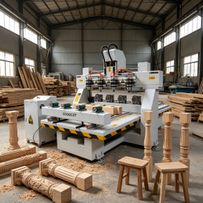 GC1225-4R 4 Axis Rotary 4 Heads Four Spindle Price Router CNC 3d for Chair Table Leg
